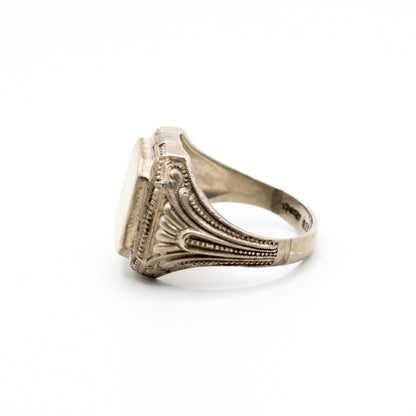 Men’s Vintage Signet Ring With Ornate Rectangular Engravable Plate