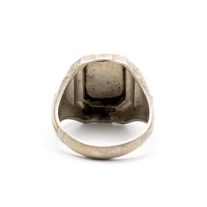 Men’s Vintage Signet Ring With Ornate Rectangular Engravable Plate