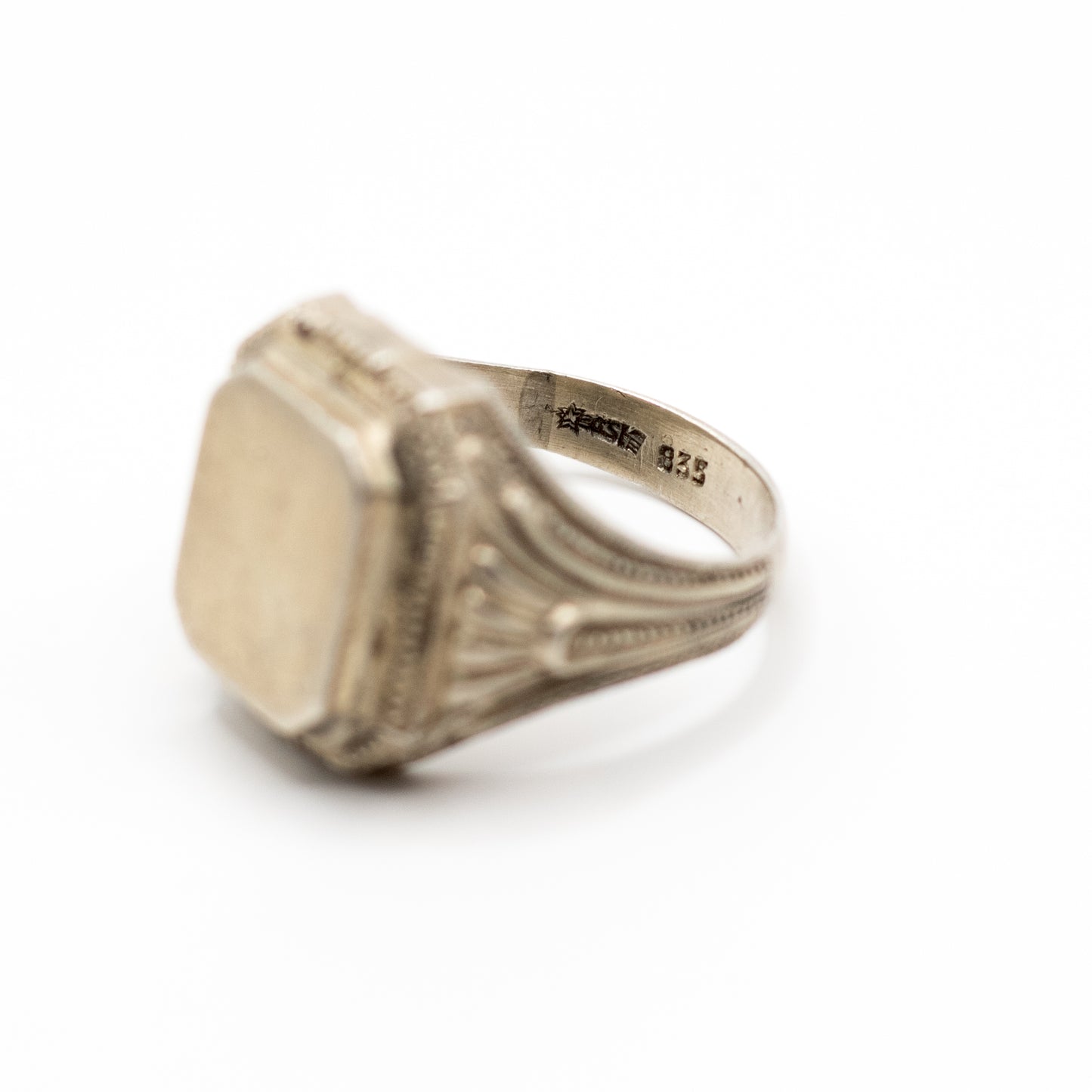 Men’s Vintage Signet Ring With Ornate Rectangular Engravable Plate