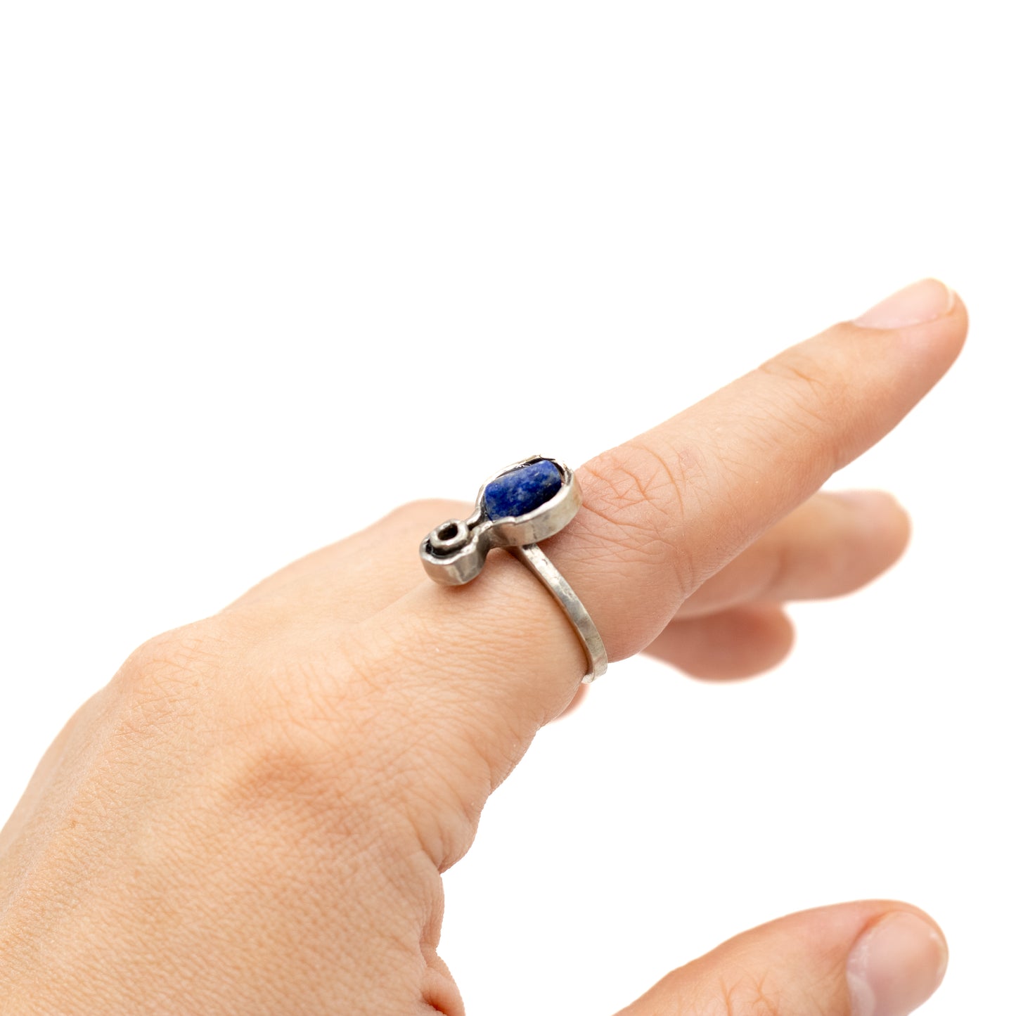 Raw Lapis Lazuli Vintage Brutalist Silver Ring