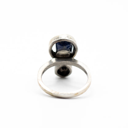 Raw Lapis Lazuli Vintage Brutalist Silver Ring