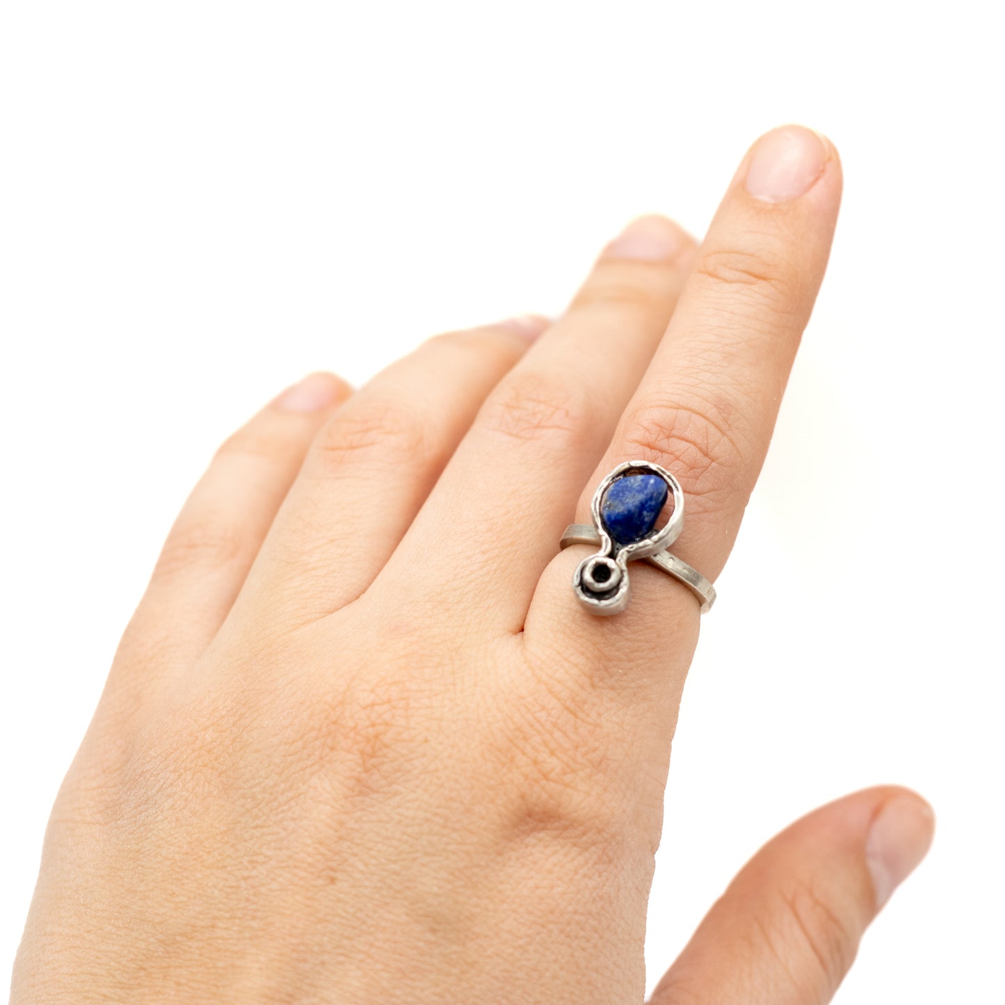 Raw Lapis Lazuli Vintage Brutalist Silver Ring