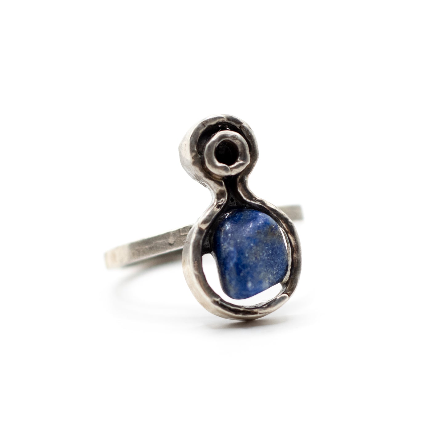 Raw Lapis Lazuli Vintage Brutalist Silver Ring