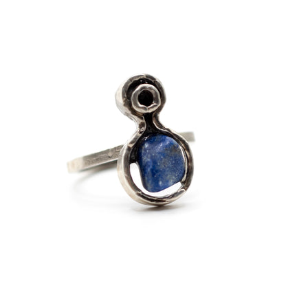 Raw Lapis Lazuli Vintage Brutalist Silver Ring