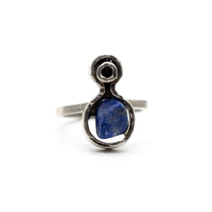 Raw Lapis Lazuli Vintage Brutalist Silver Ring