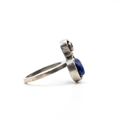 Raw Lapis Lazuli Vintage Brutalist Silver Ring