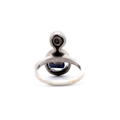 Raw Lapis Lazuli Vintage Brutalist Silver Ring