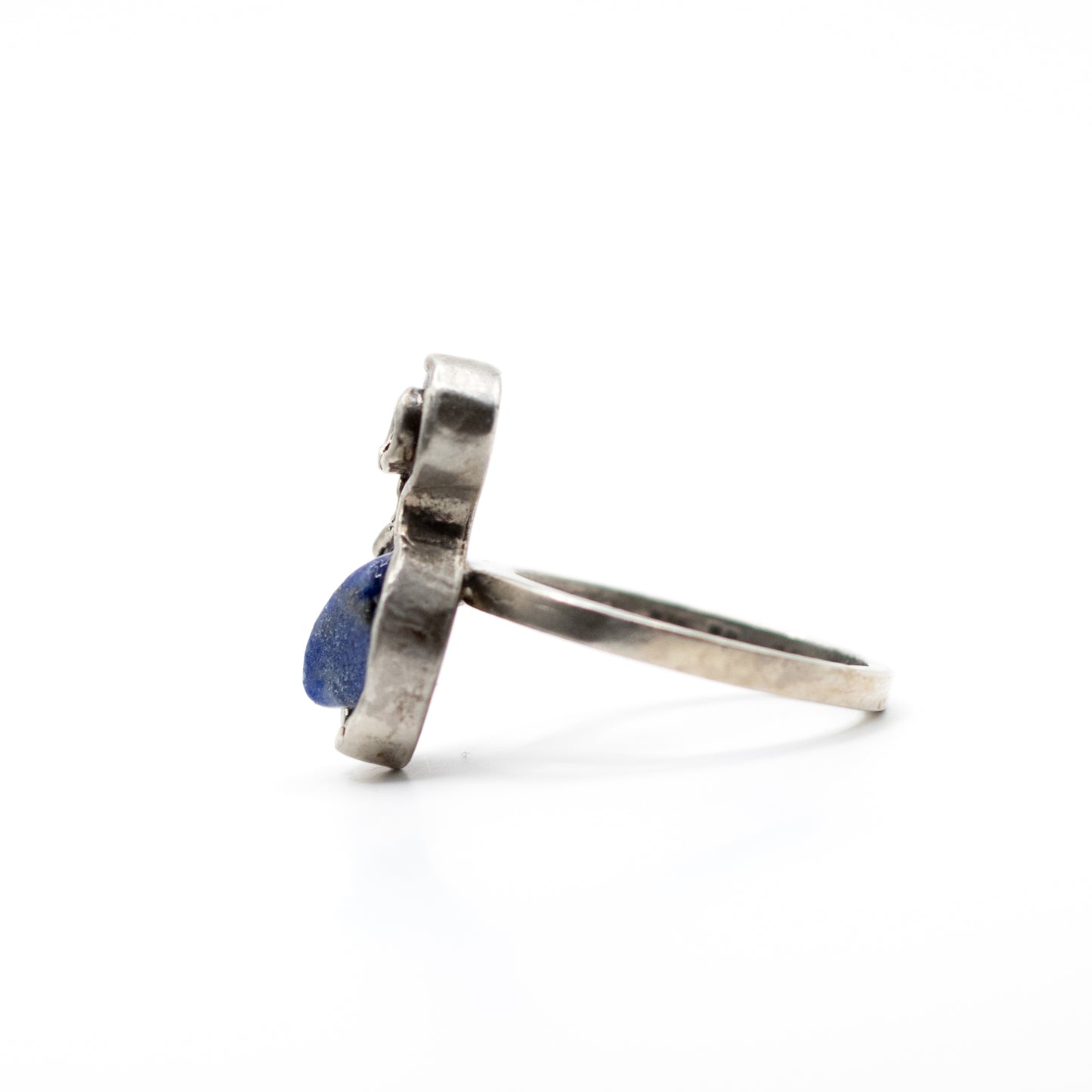 Raw Lapis Lazuli Vintage Brutalist Silver Ring