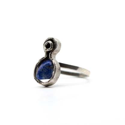 Raw Lapis Lazuli Vintage Brutalist Silver Ring