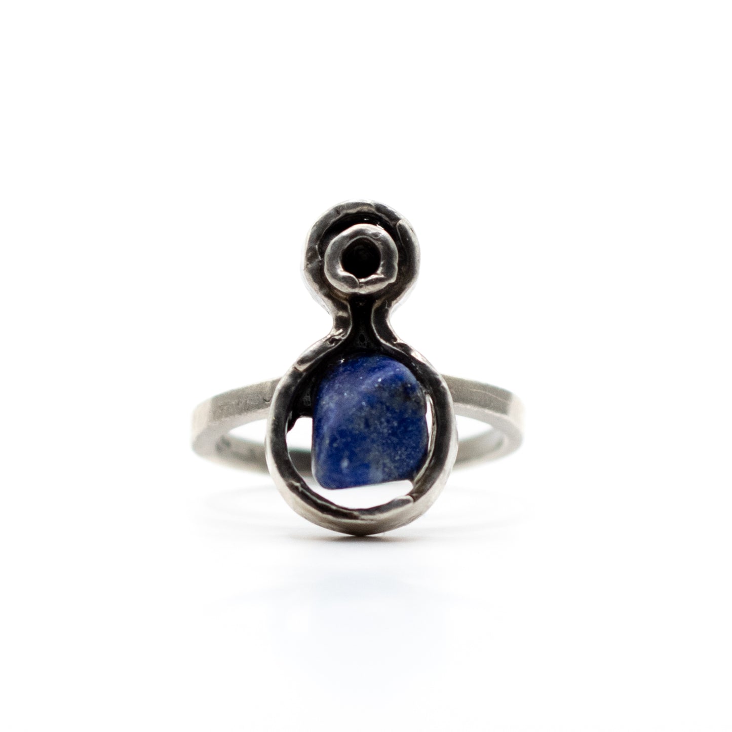 Raw Lapis Lazuli Vintage Brutalist Silver Ring