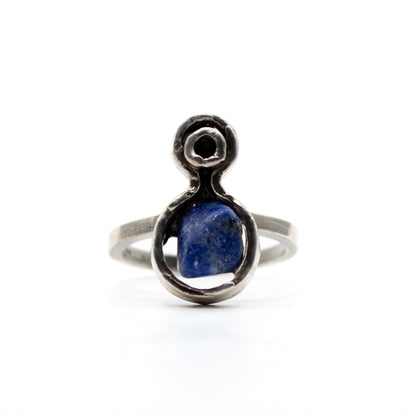 Raw Lapis Lazuli Vintage Brutalist Silver Ring