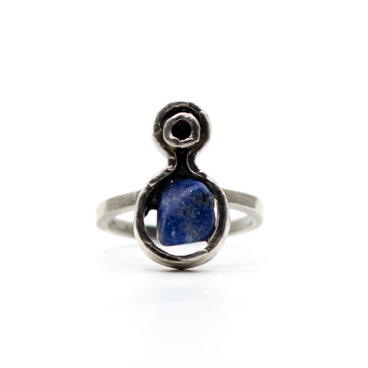 Raw Lapis Lazuli Vintage Brutalist Silver Ring