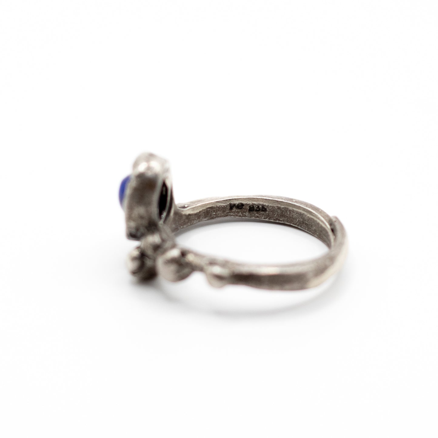 Snake Lapis Lazuli Vintage Brutalist Silver Ring