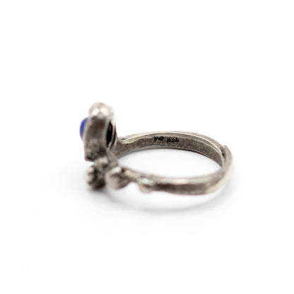 Snake Lapis Lazuli Vintage Brutalist Silver Ring