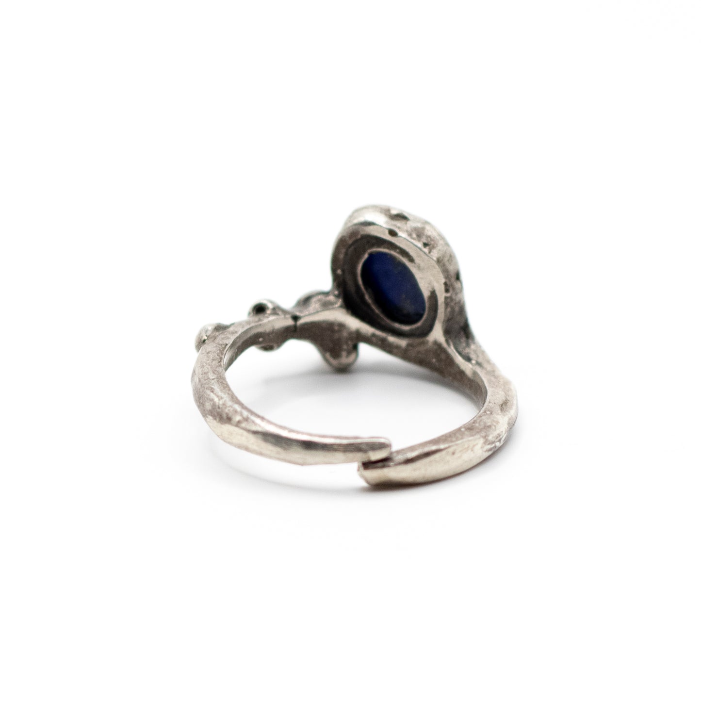 Snake Lapis Lazuli Vintage Brutalist Silver Ring