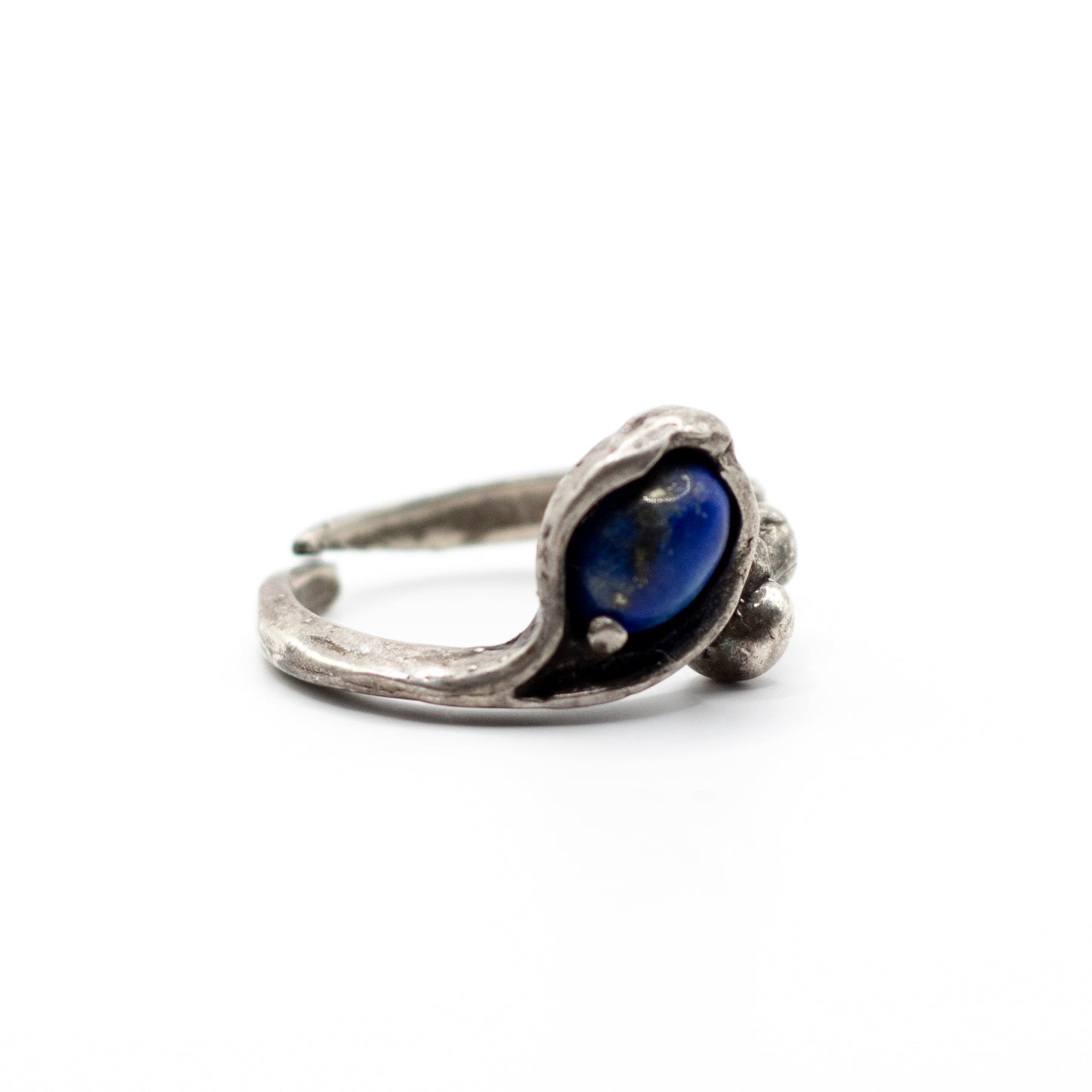 Snake Lapis Lazuli Vintage Brutalist Silver Ring