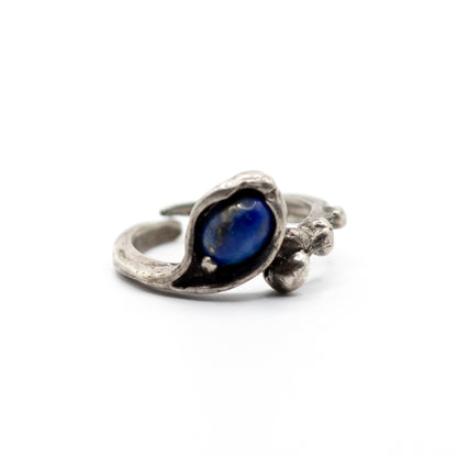 Snake Lapis Lazuli Vintage Brutalist Silver Ring