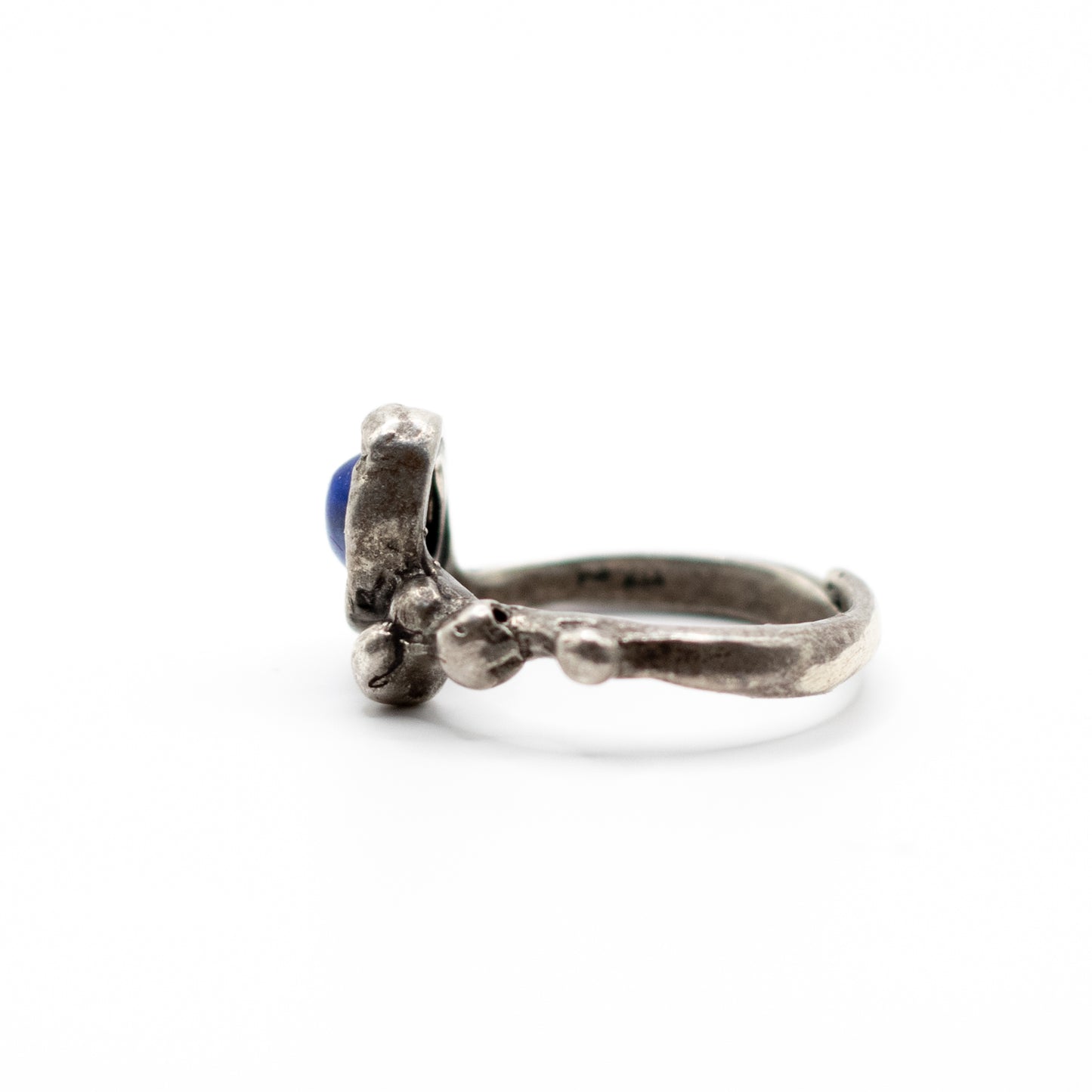 Snake Lapis Lazuli Vintage Brutalist Silver Ring