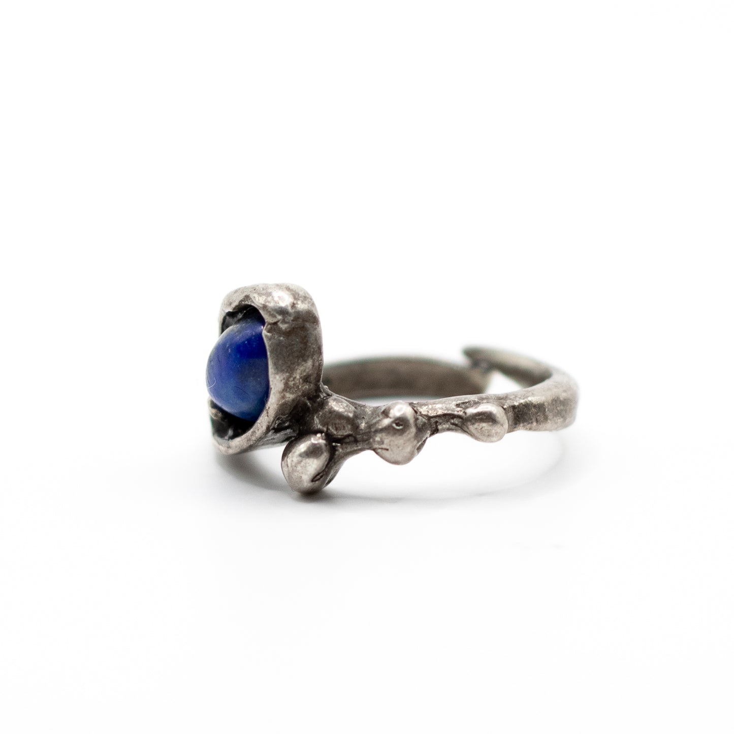Snake Lapis Lazuli Vintage Brutalist Silver Ring