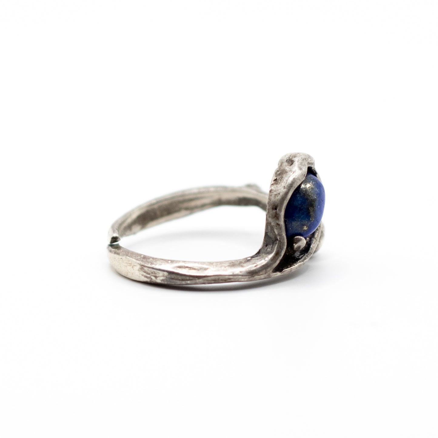 Snake Lapis Lazuli Vintage Brutalist Silver Ring