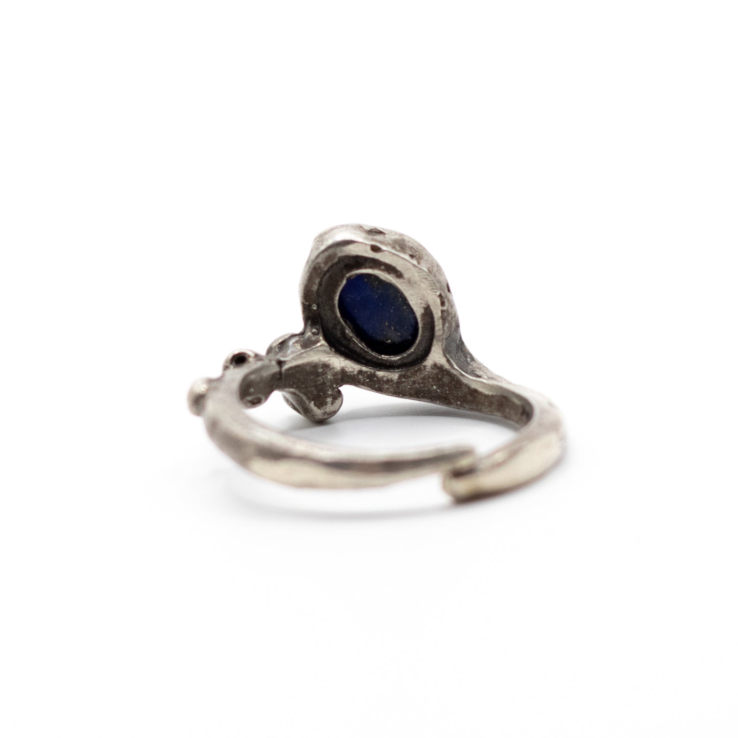 Snake Lapis Lazuli Vintage Brutalist Silver Ring