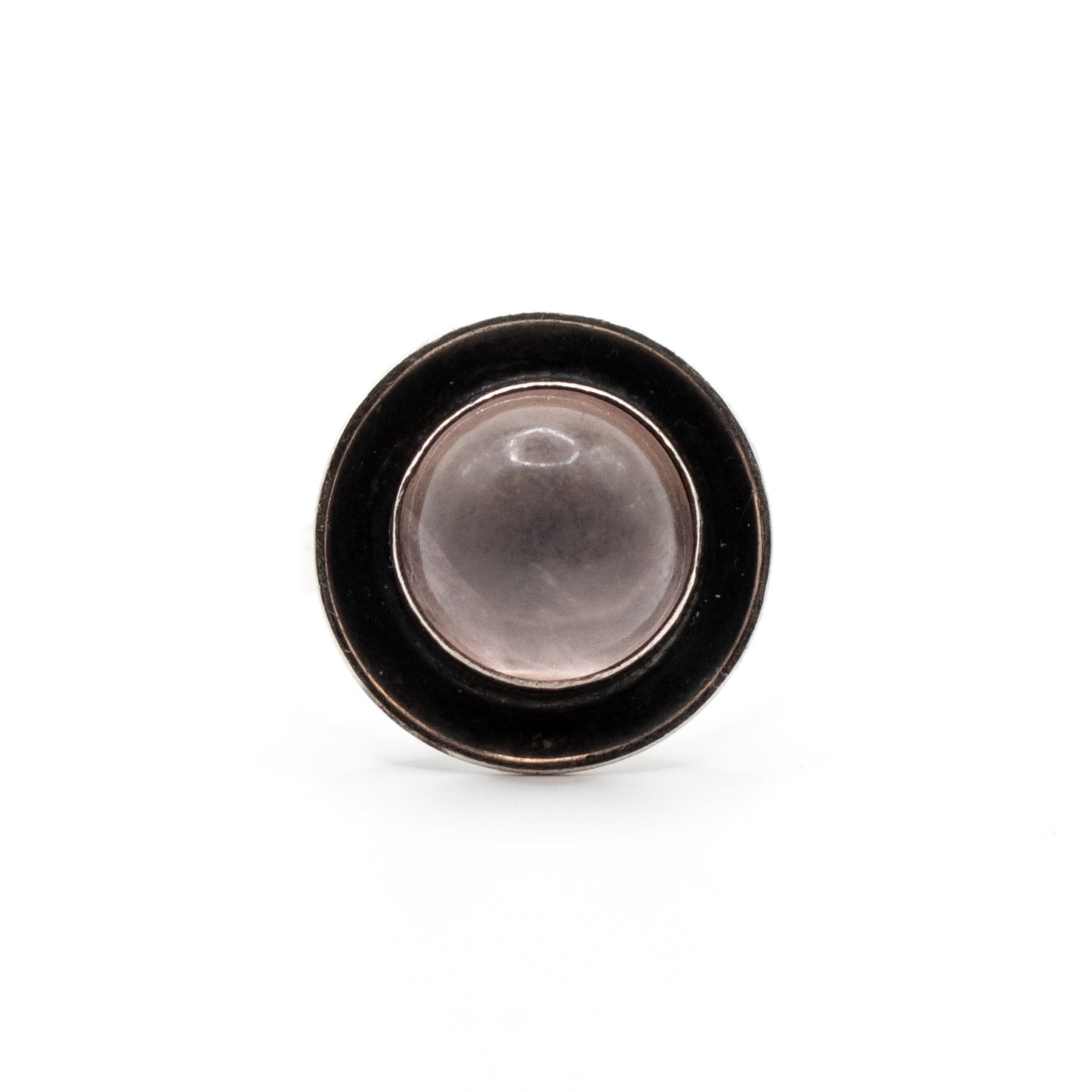 Rose Quartz Vintage Modernist Silver Ring By Georg Kramer