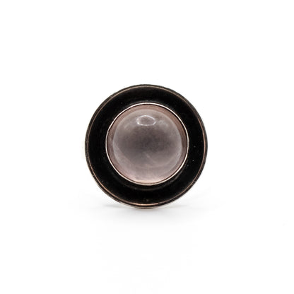 Rose Quartz Vintage Modernist Silver Ring By Georg Kramer