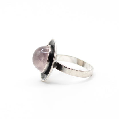 Rose Quartz Vintage Modernist Silver Ring By Georg Kramer