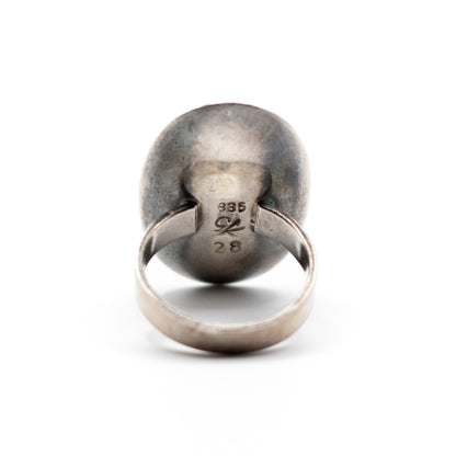 Oval Rose Quartz Vintage Modernist Silver Ring By Georg Kramer