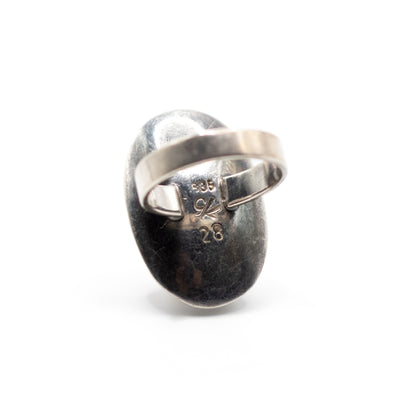 Oval Rose Quartz Vintage Modernist Silver Ring By Georg Kramer