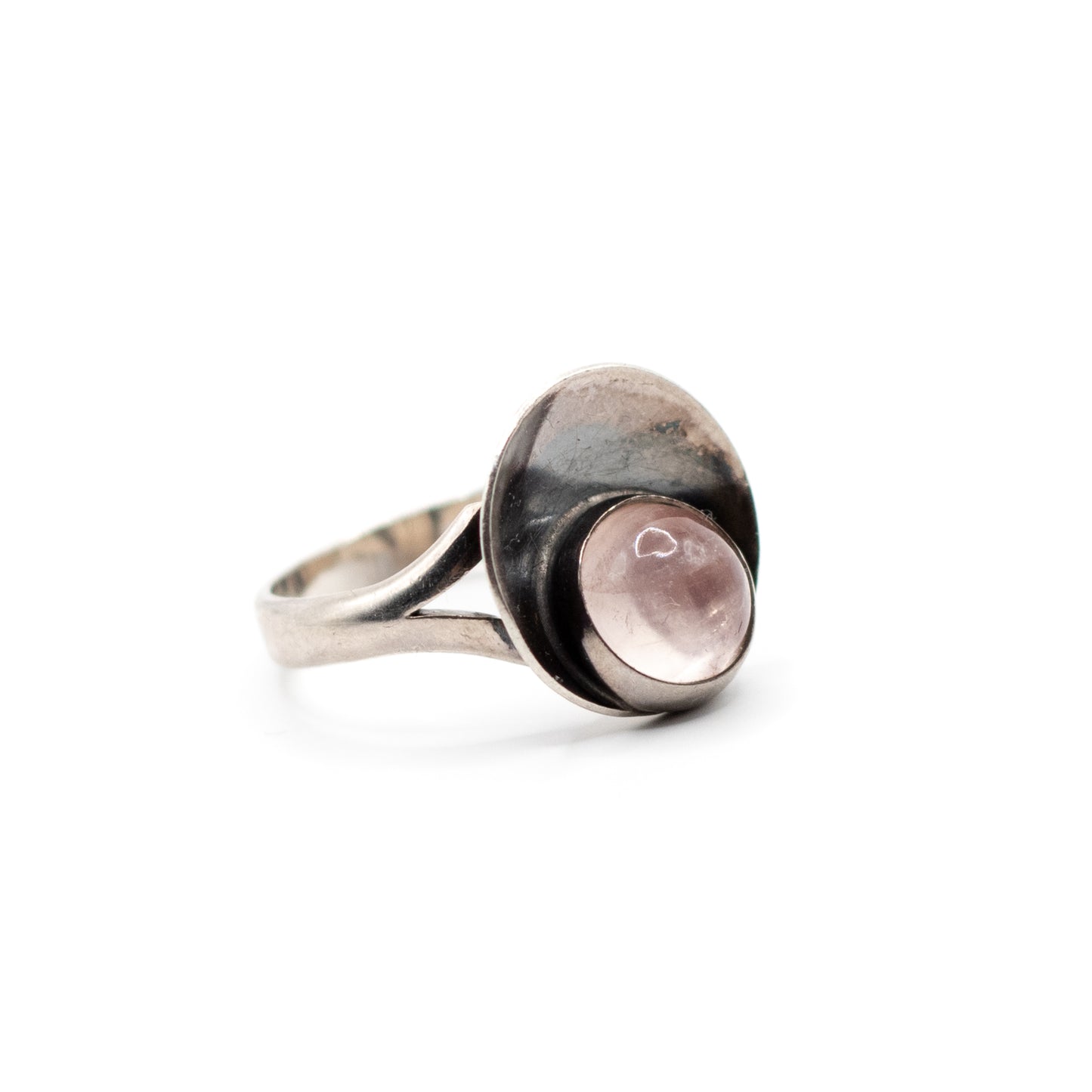 Rose Quartz Vintage Sterling Silver Ring By Niels Erik From