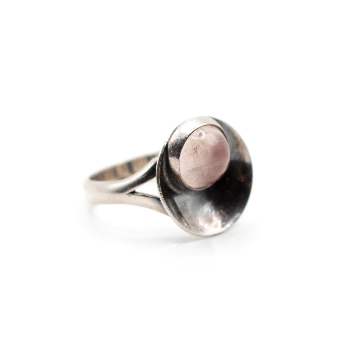 Rose Quartz Vintage Sterling Silver Ring By Niels Erik From