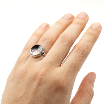 Rose Quartz Vintage Sterling Silver Ring By Niels Erik From