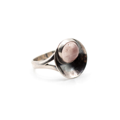 Rose Quartz Vintage Sterling Silver Ring By Niels Erik From