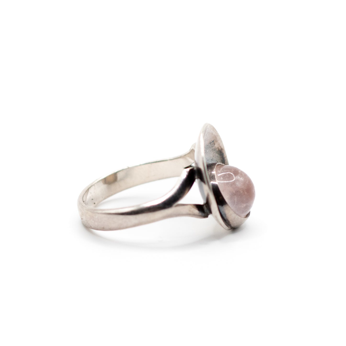 Rose Quartz Vintage Sterling Silver Ring By Niels Erik From