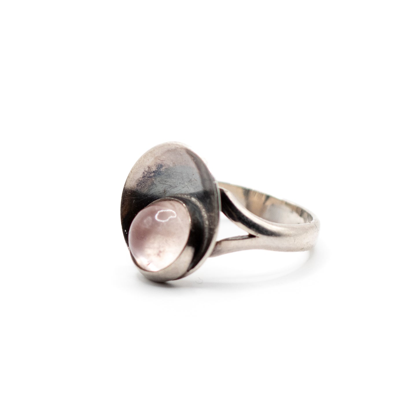 Rose Quartz Vintage Sterling Silver Ring By Niels Erik From