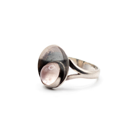 Rose Quartz Vintage Sterling Silver Ring By Niels Erik From