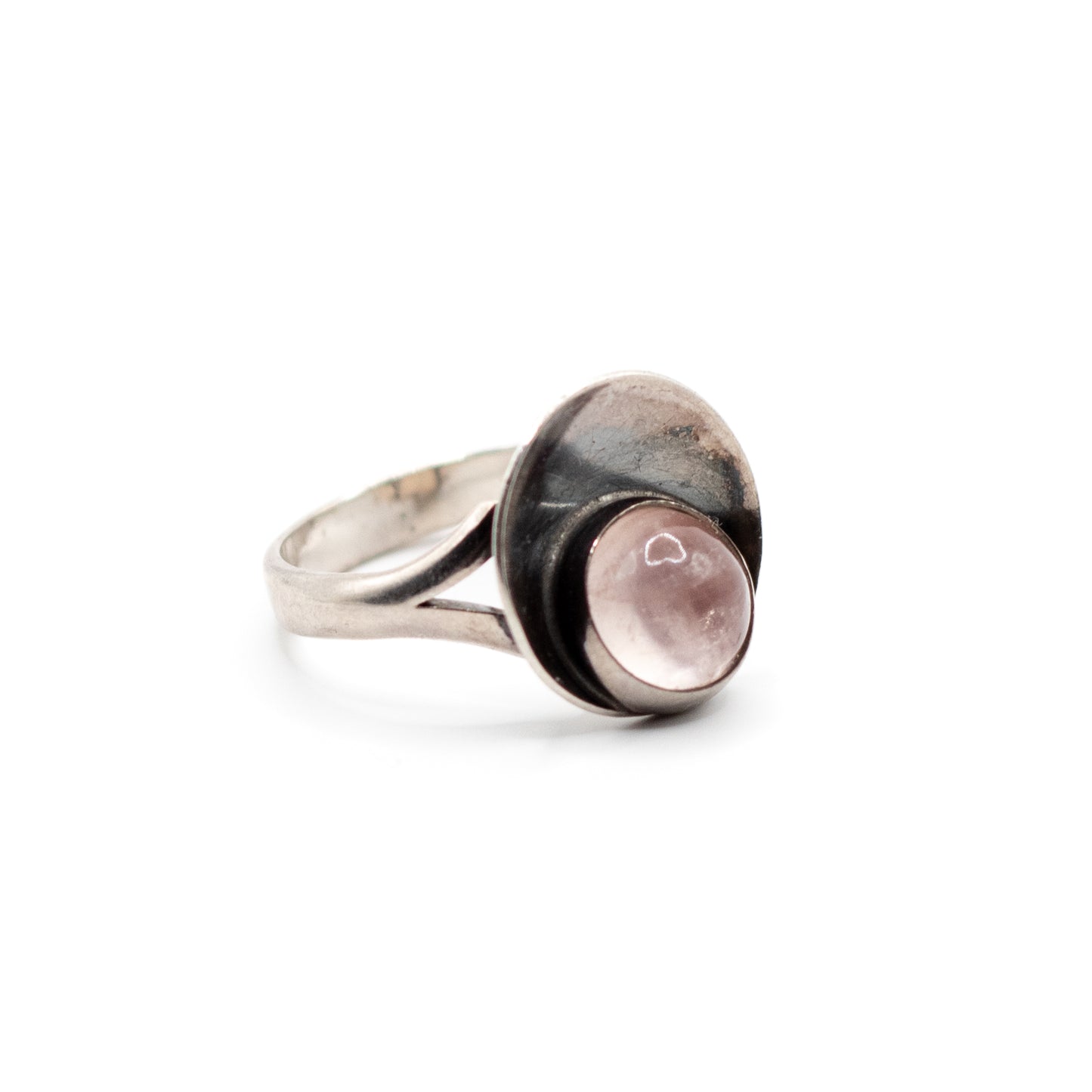 Rose Quartz Vintage Sterling Silver Ring By Niels Erik From