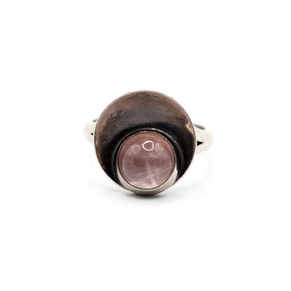 Rose Quartz Vintage Sterling Silver Ring By Niels Erik From