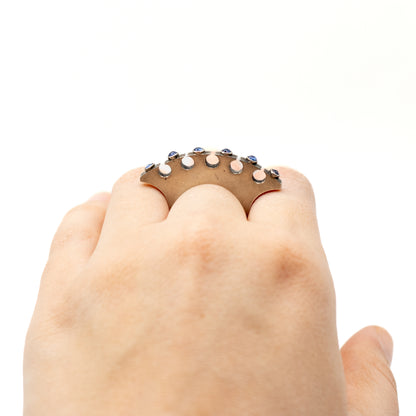 Synthetic Sapphire Vintage Machine Age Silver Ring