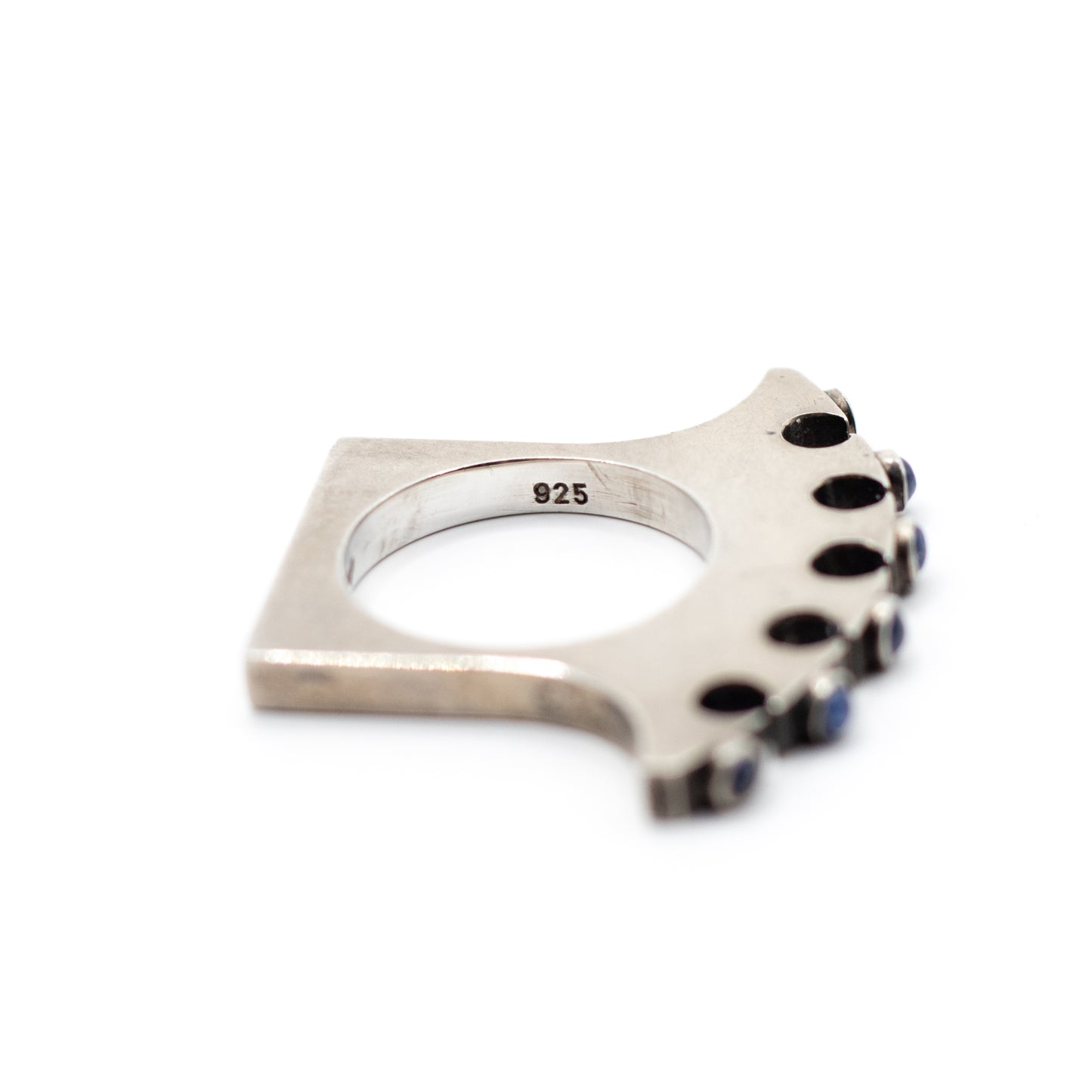 Synthetic Sapphire Vintage Machine Age Silver Ring