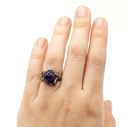 Niels Erik From Vintage Brutalist Sterling Silver Ring with Amethyst Sphere