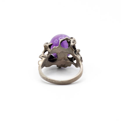 Niels Erik From Vintage Brutalist Sterling Silver Ring with Amethyst Sphere