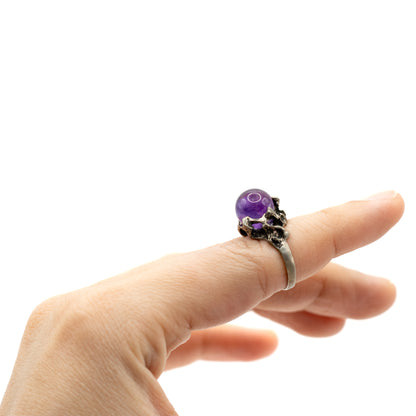 Niels Erik From Vintage Brutalist Sterling Silver Ring with Amethyst Sphere