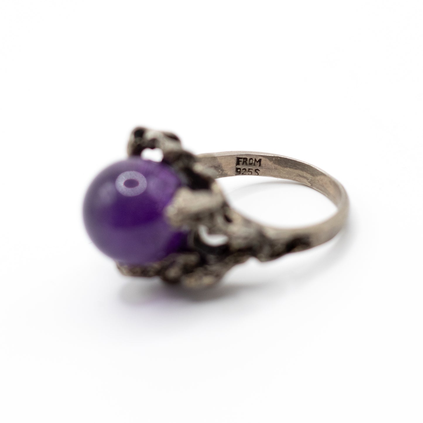 Niels Erik From Vintage Brutalist Sterling Silver Ring with Amethyst Sphere
