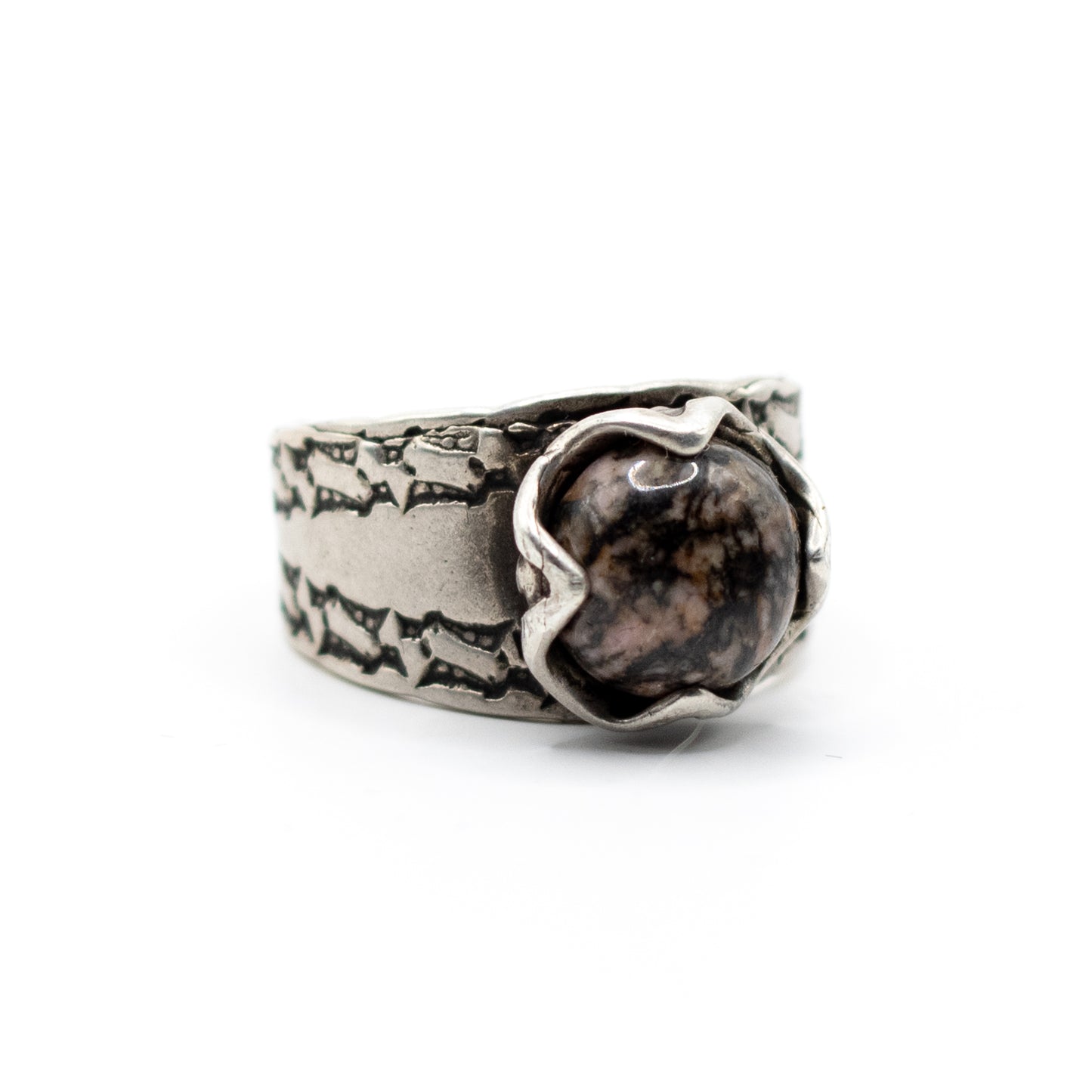 Helmut Von Kleist Vintage Brutalist Silver Rodonite Ring