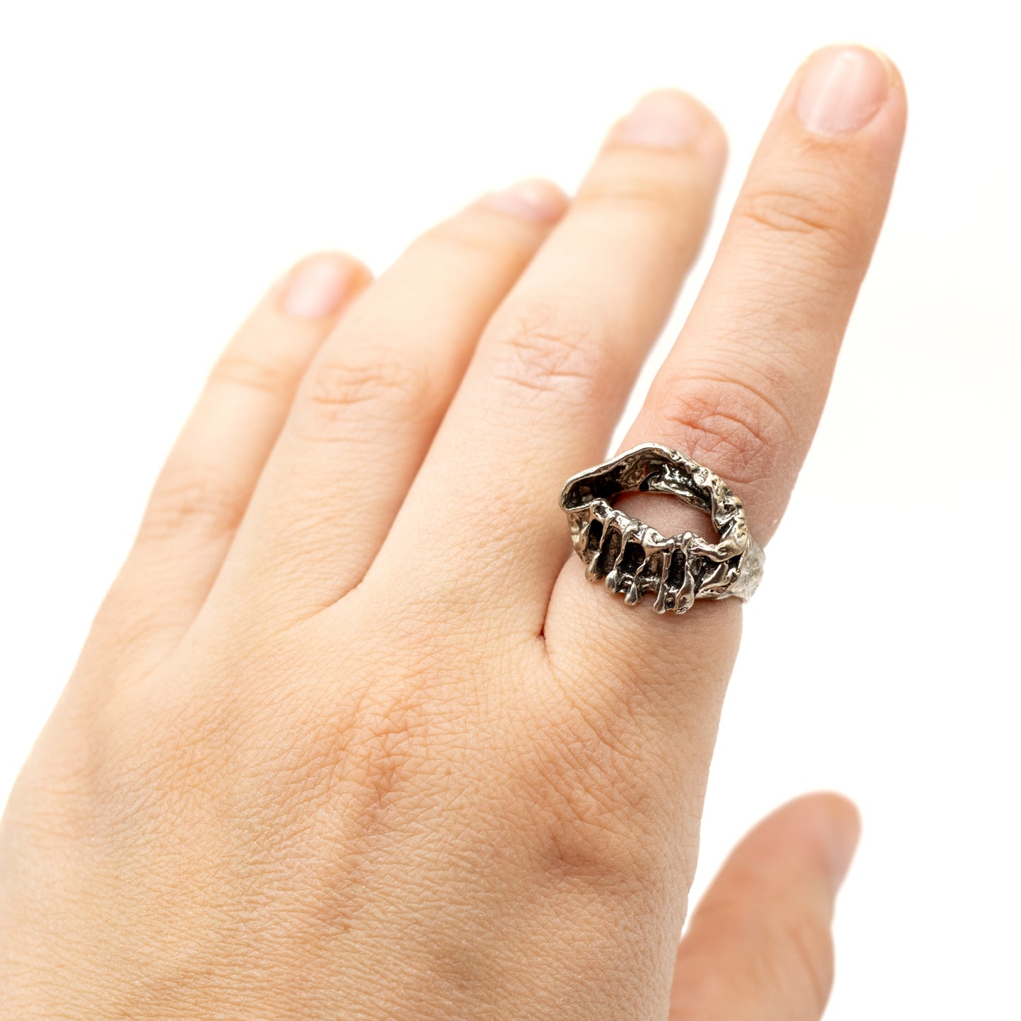 Monika And Burkhard OLY Silver Vintage Brutalist Ring