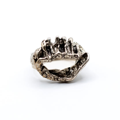 Monika And Burkhard OLY Silver Vintage Brutalist Ring