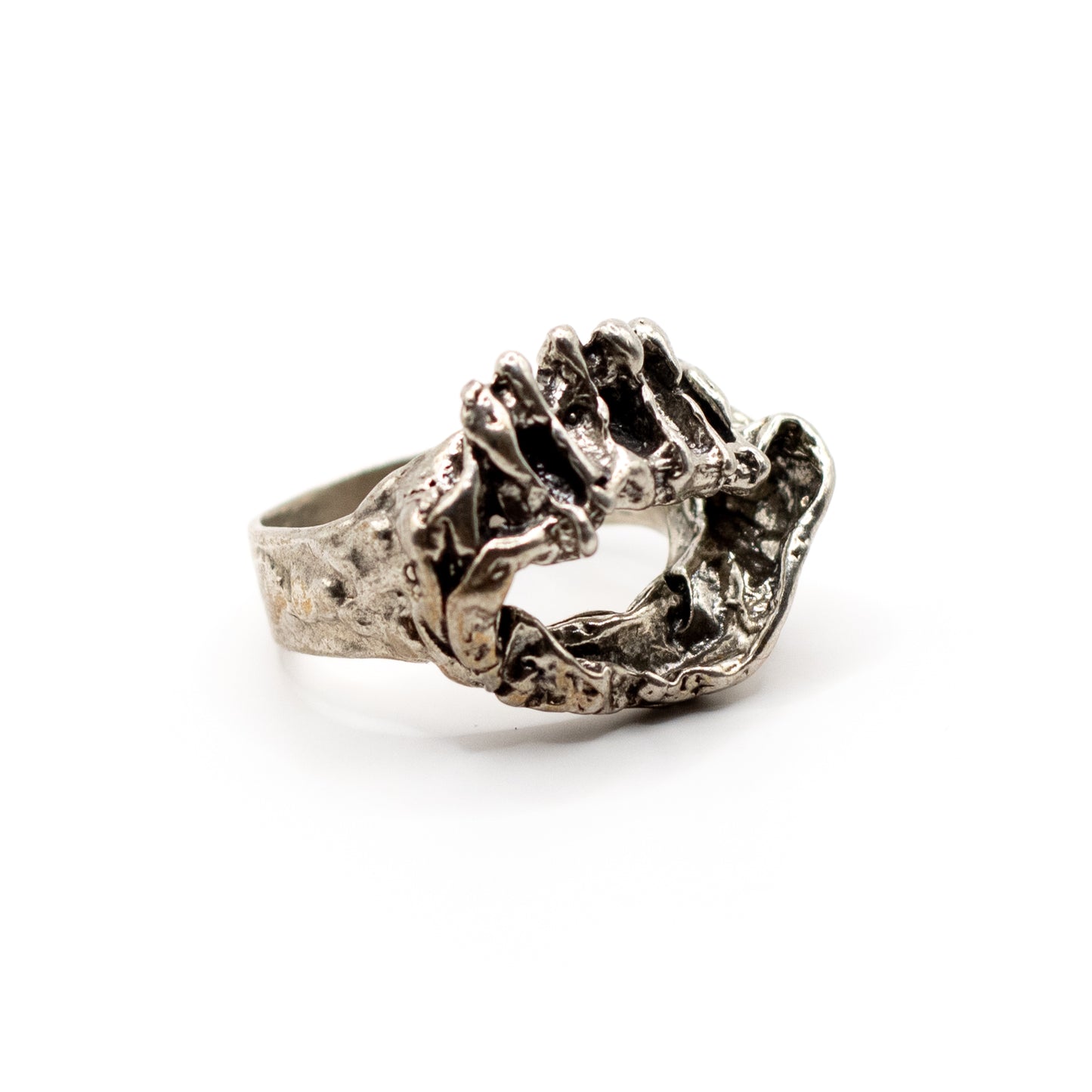 Monika And Burkhard OLY Silver Vintage Brutalist Ring