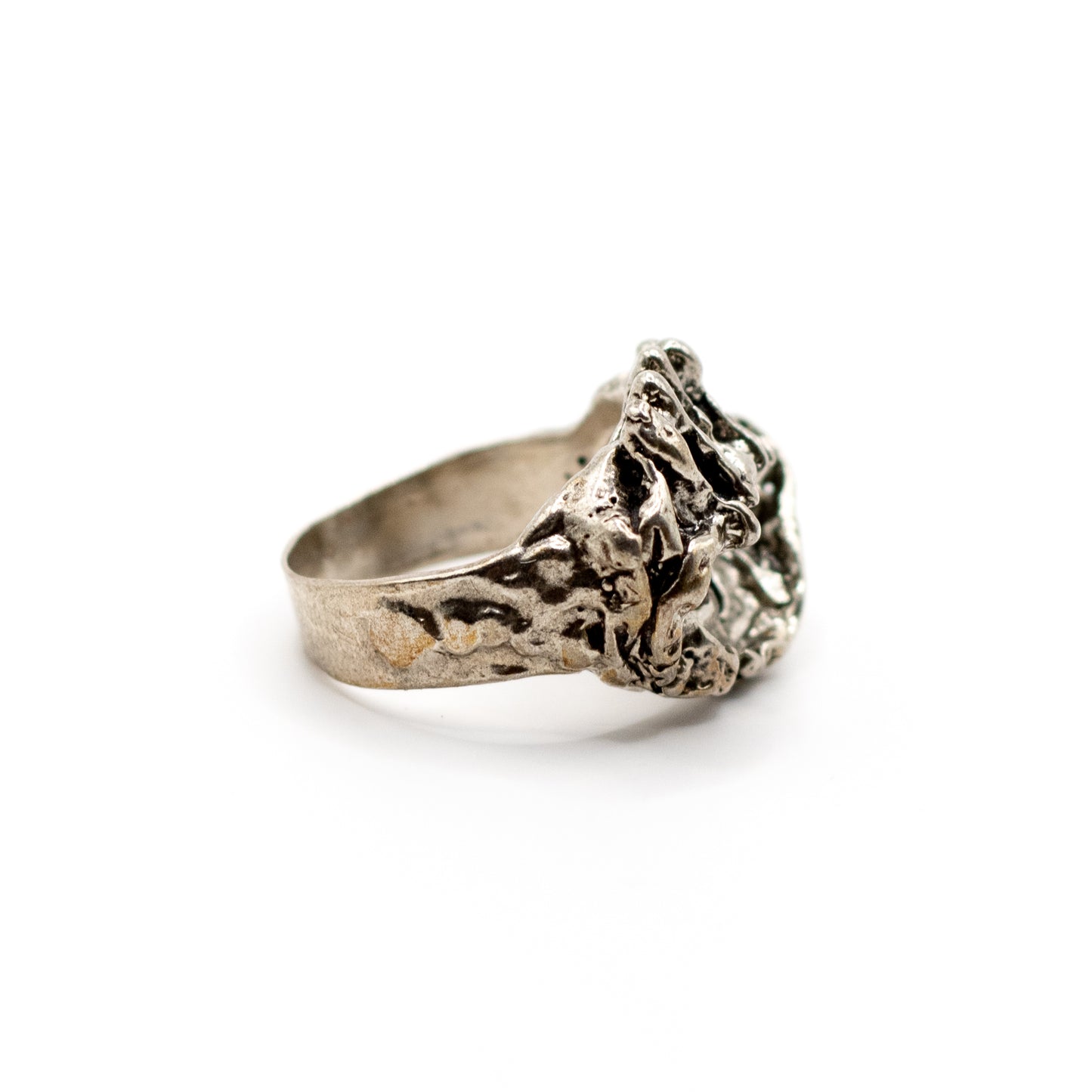 Monika And Burkhard OLY Silver Vintage Brutalist Ring